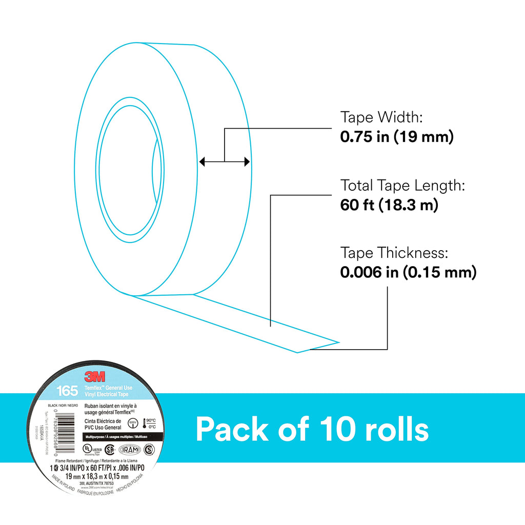 3M Temflex 165, Vinyl Colour Coding Electrical Tape